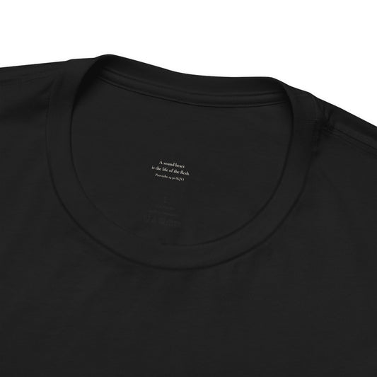 Calm Is the New Luxury Tee, Soft, inside collar printed with Proverbs 14:30