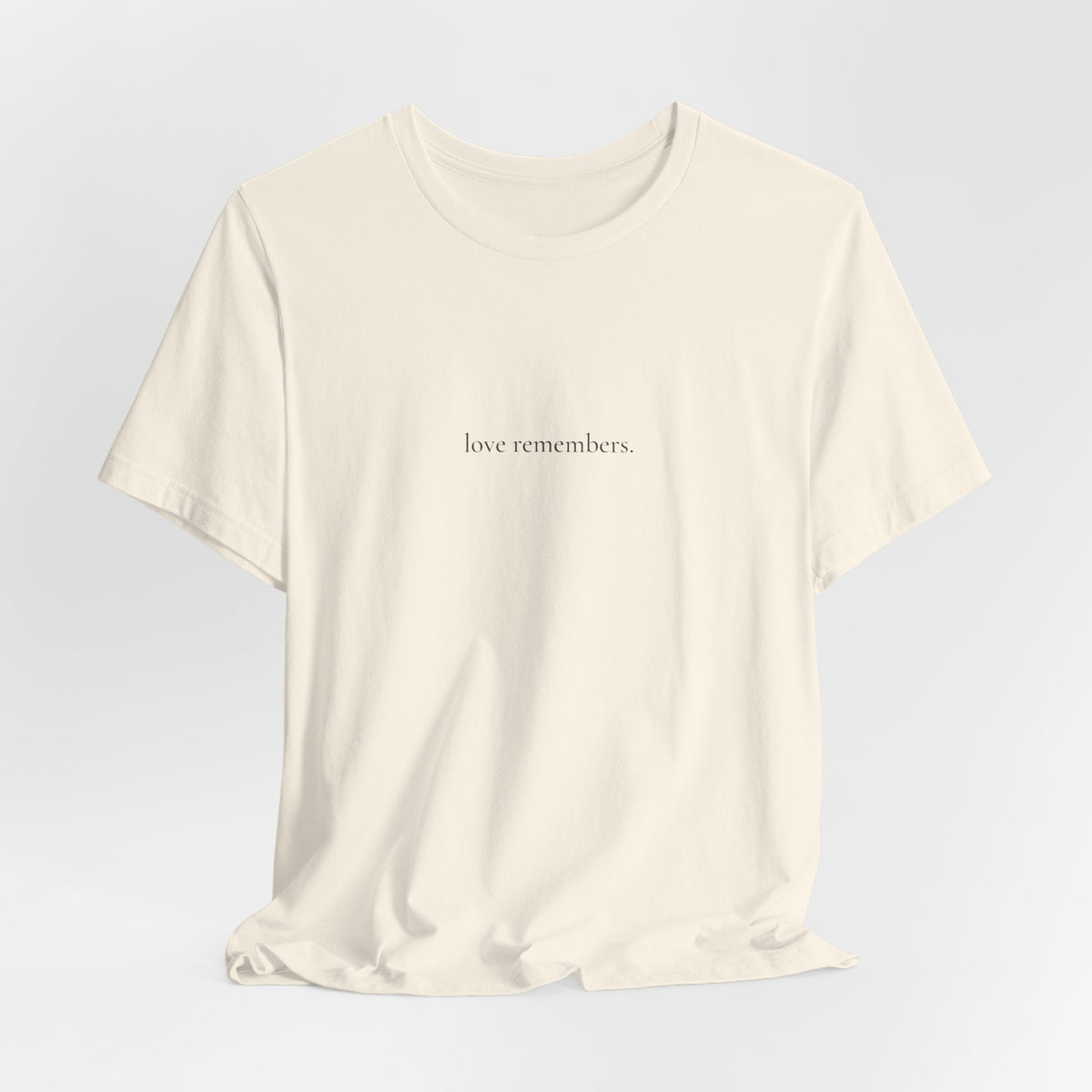 love remembers. tee in Natural, on a hanger